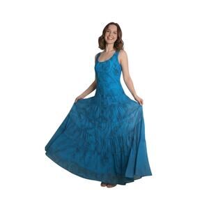 Vtge Joneswear Y2K Blue Paisley Chiffon Tiered Maxi Dress 14 Garden Party Boho